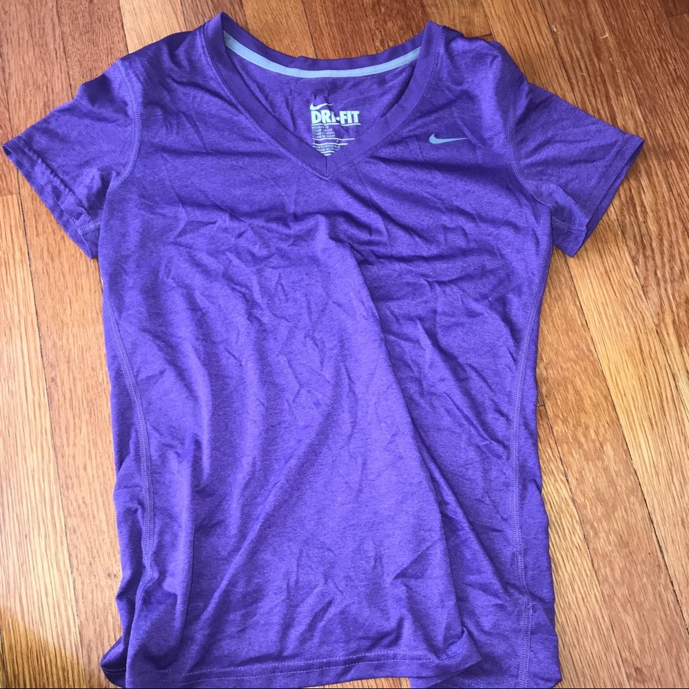 Nike Purple V-Neck. Dri-fit material. Size Small.